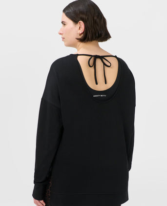 After Class Open Back Tie Sweatshirt - Black