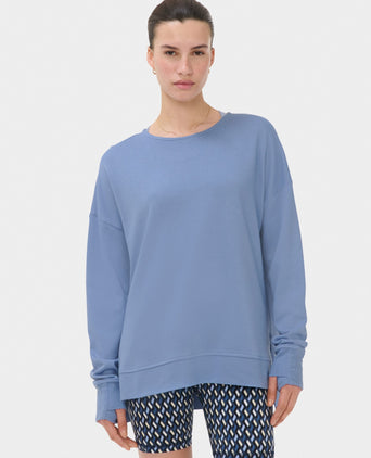 After Class Open Back Tie Sweatshirt - Faded Blue