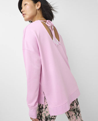 After Class Open Back Tie Sweatshirt - Lilac Pink