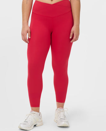 All Day 7/8 Wrap Waist Leggings - Crimson Red