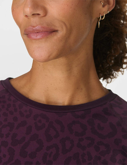 Sweaty Betty Animal Crew Neck Base Layer Top - Purple Leo Jacquardimages3- The Sports Edit