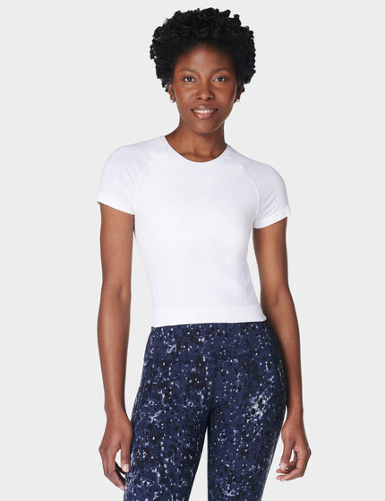 Sweaty Betty Athlete Crop Seamless Gym T-Shirt - Whiteimages1- The Sports Edit