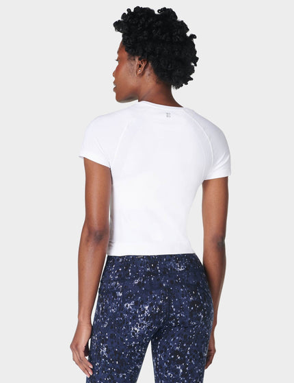Sweaty Betty Athlete Crop Seamless Gym T-Shirt - Whiteimages2- The Sports Edit