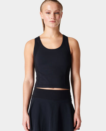 Athlete Crop Seamless Gym Vest - Black