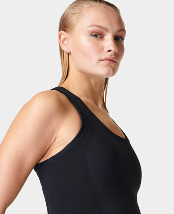 Athlete Crop Seamless Gym Vest - Black
