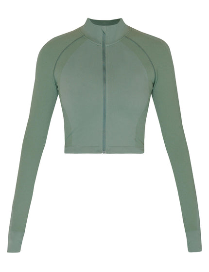 Sweaty Betty Athlete Crop Seamless Gym Zip Up - Cool Forest Greenimages8- The Sports Edit