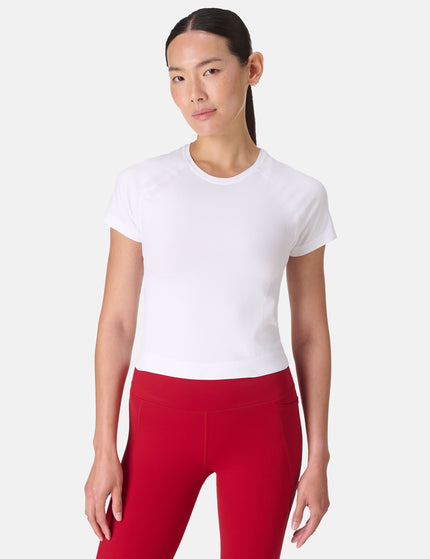 Sweaty Betty Athlete Crop Seamless Workout T-Shirt - Whiteimages1- The Sports Edit