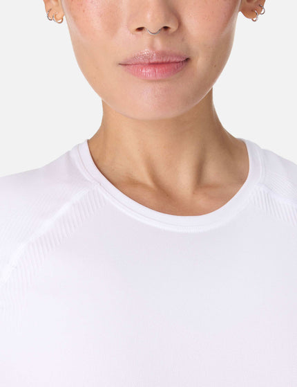 Sweaty Betty Athlete Crop Seamless Workout T-Shirt - Whiteimages3- The Sports Edit