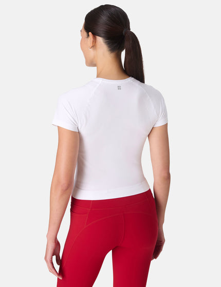 Sweaty Betty Athlete Crop Seamless Workout T-Shirt - Whiteimages2- The Sports Edit