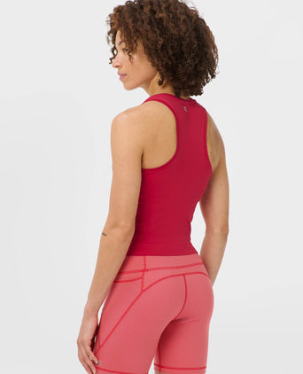Athlete Crop Seamless Workout Vest - Crimson Red
