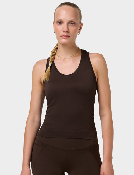 Sweaty Betty Athlete Crop Seamless Workout Vest - Espresso Brownimages1- The Sports Edit