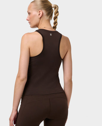Athlete Crop Seamless Workout Vest - Espresso Brown