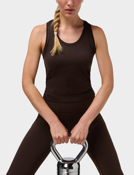 Sweaty Betty Athlete Crop Seamless Workout Vest - Espresso Brownimages4- The Sports Edit