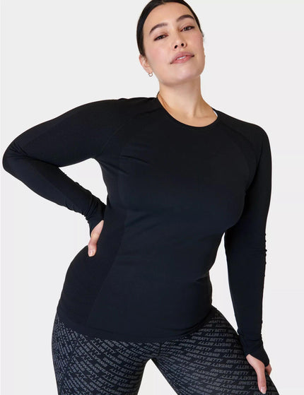 Sweaty Betty Athlete Seamless Gym Long Sleeve Top - Blackimages6- The Sports Edit