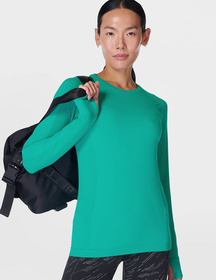 Sweaty Betty Athlete Seamless Gym Long Sleeve Top - Gem Greenimages5- The Sports Edit