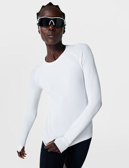 Sweaty Betty Athlete Seamless Workout Long Sleeve Top - Whiteimages1- The Sports Edit