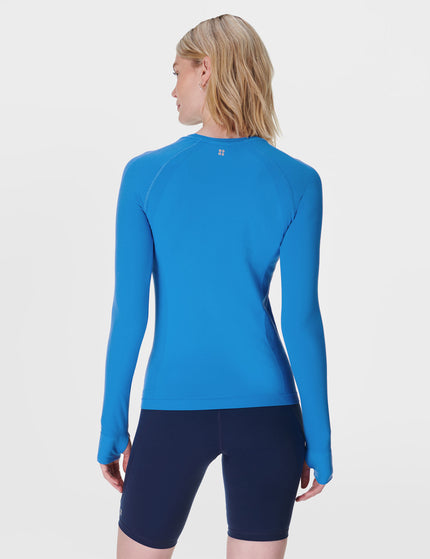 Sweaty Betty Athlete Seamless Gym Long Sleeve Top - Tidal Blueimages2- The Sports Edit