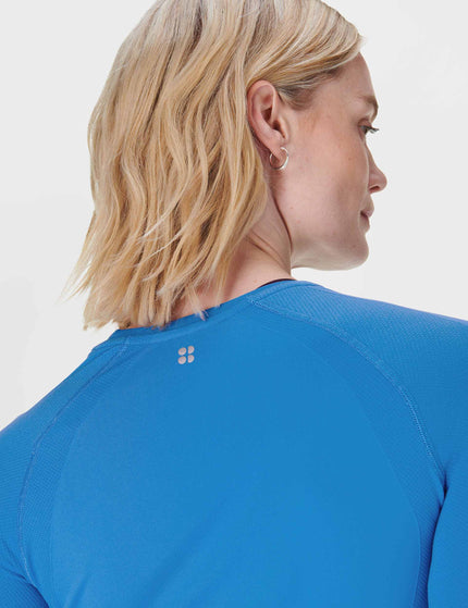 Sweaty Betty Athlete Seamless Gym Long Sleeve Top - Tidal Blueimages3- The Sports Edit