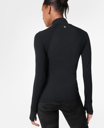 Athlete Seamless Half Zip Long Sleeve Top - Black