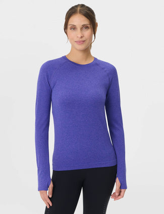 Athlete Seamless Workout Long Sleeve Top - Aura Blue/Rich Blue Marl