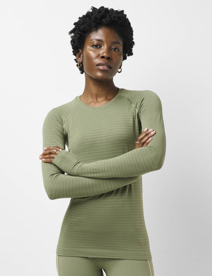Sweaty Betty Athlete Textured Stripe Long Sleeve Top - Bracken Greenimages1- The Sports Edit
