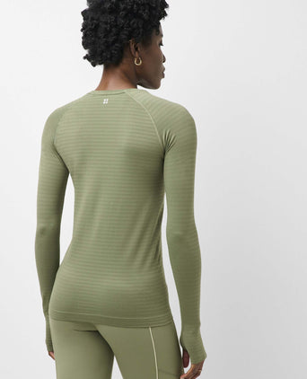 Athlete Textured Stripe Long Sleeve Top - Bracken Green