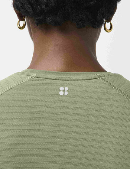 Sweaty Betty Athlete Textured Stripe Long Sleeve Top - Bracken Greenimages3- The Sports Edit