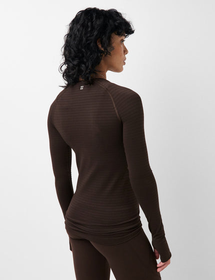 Sweaty Betty Athlete Textured Stripe Long Sleeve Top - Espresso Brownimages2- The Sports Edit