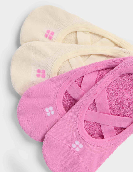 Sweaty Betty Ballet Gripper Socks 2 Pack - Guava Pink/Coconut Creamimages2- The Sports Edit
