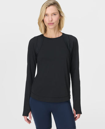 Breathe Easy Mesh Long Sleeve Top - Black