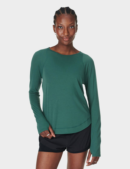 Sweaty Betty Breathe Easy Running Long Sleeve Top - Glade Greenimages1- The Sports Edit