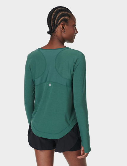 Sweaty Betty Breathe Easy Running Long Sleeve Top - Glade Greenimages2- The Sports Edit