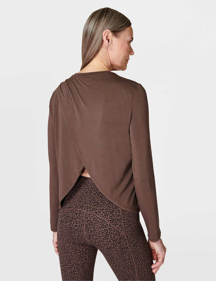 Sweaty Betty Drape Back Long Sleeve Top - Walnut Brownimages2- The Sports Edit