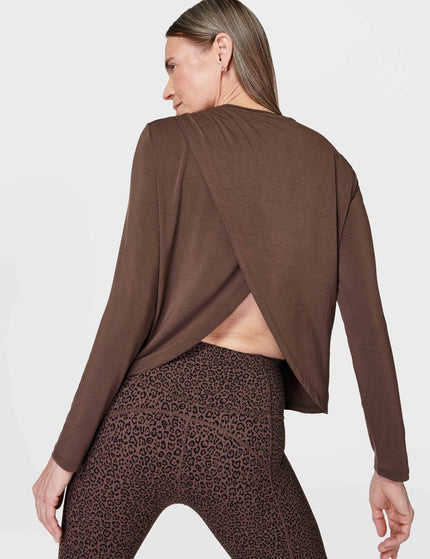 Sweaty Betty Drape Back Long Sleeve Top - Walnut Brownimages3- The Sports Edit