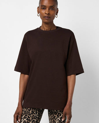Elevated Cotton Longline T-Shirt - Espresso Brown