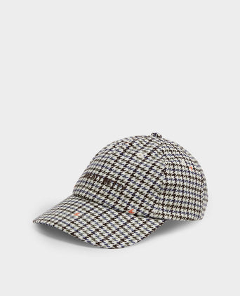 Embroidery Cap - Brown Houndstooth Check Print