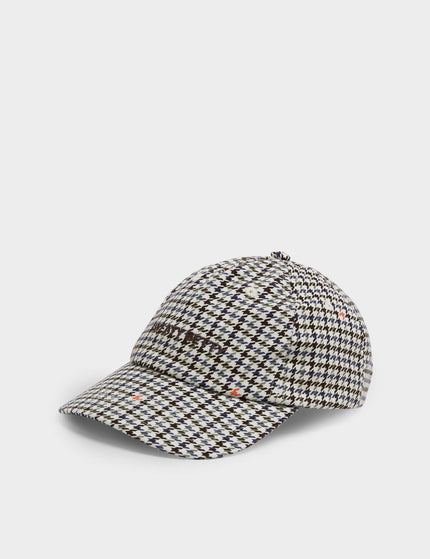 Embroidery Cap - Brown Houndstooth Check Print