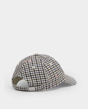 Embroidery Cap - Brown Houndstooth Check Print