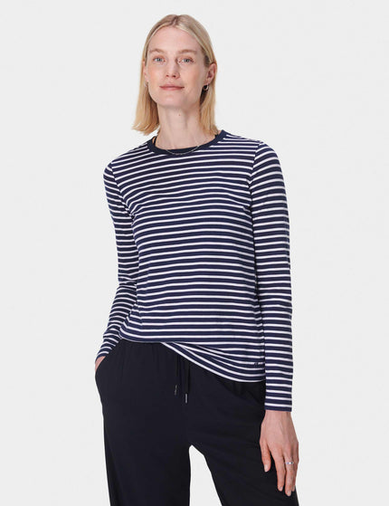 Sweaty Betty Essential Long Sleeve T-Shirt - Navy Blue White Stripeimages1- The Sports Edit