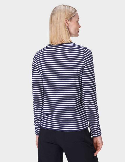 Sweaty Betty Essential Long Sleeve T-Shirt - Navy Blue White Stripeimages2- The Sports Edit