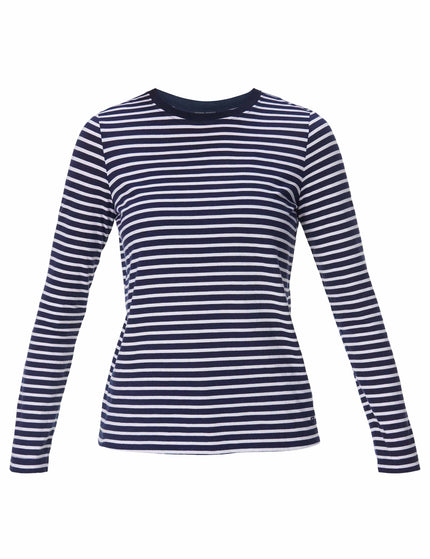 Sweaty Betty Essential Long Sleeve T-Shirt - Navy Blue White Stripeimages6- The Sports Edit