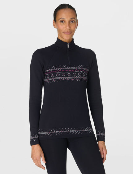 Sweaty Betty Fairisle Novelty Half Zip Base Layer - Black Fairisle Jacquardimages1- The Sports Edit