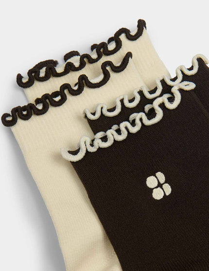 Sweaty Betty Frill Mini Crew Sock 2 Pack - Creme Beige/Sable Brownimages3- The Sports Edit