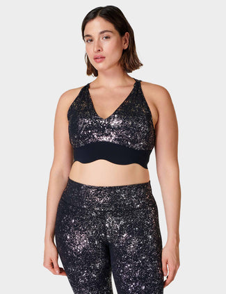 Goddess Contour Plunge Bra - Black Specklefoil Print