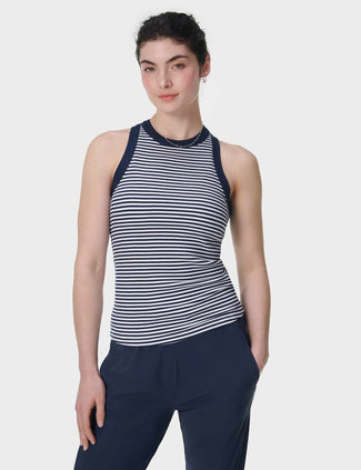 Harper Racer Vest - Navy White Stripe