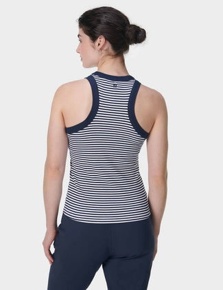 Harper Racer Vest - Navy White Stripe