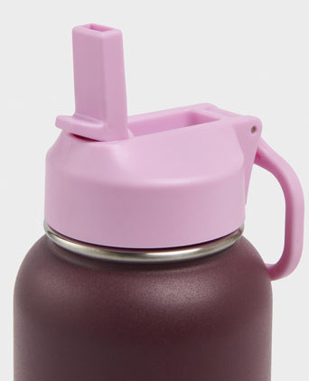 Keep It Chill Straw Water Bottle 950ml - Malbec Red/Lilac Pink