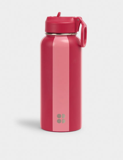 Sweaty Betty Keep It Chill Straw Water Bottle 950ml - Melrose Pink/Crimson Red Stripeimages1- The Sports Edit
