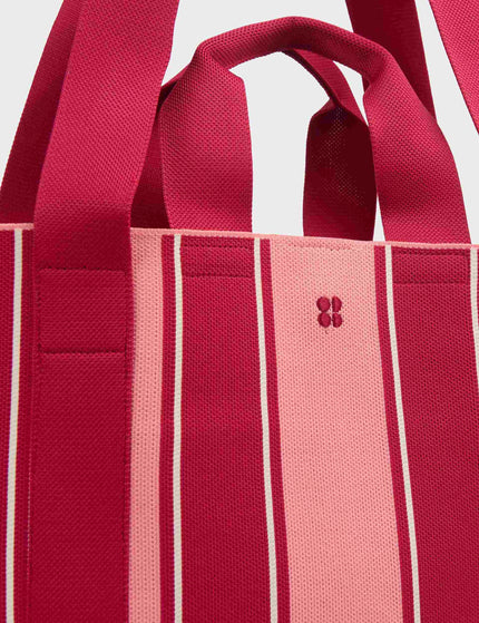 Sweaty Betty Knitted Stripe Bag - Melrose Pink/Crimson Red Stripeimages5- The Sports Edit