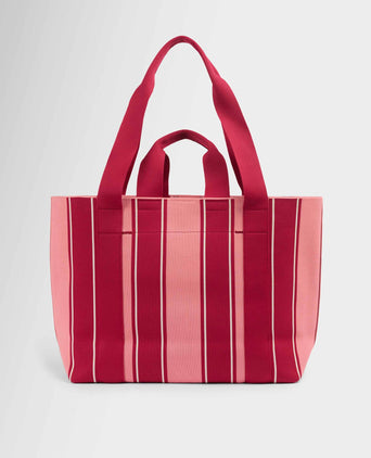 Knitted Stripe Bag - Melrose Pink/Crimson Red Stripe
